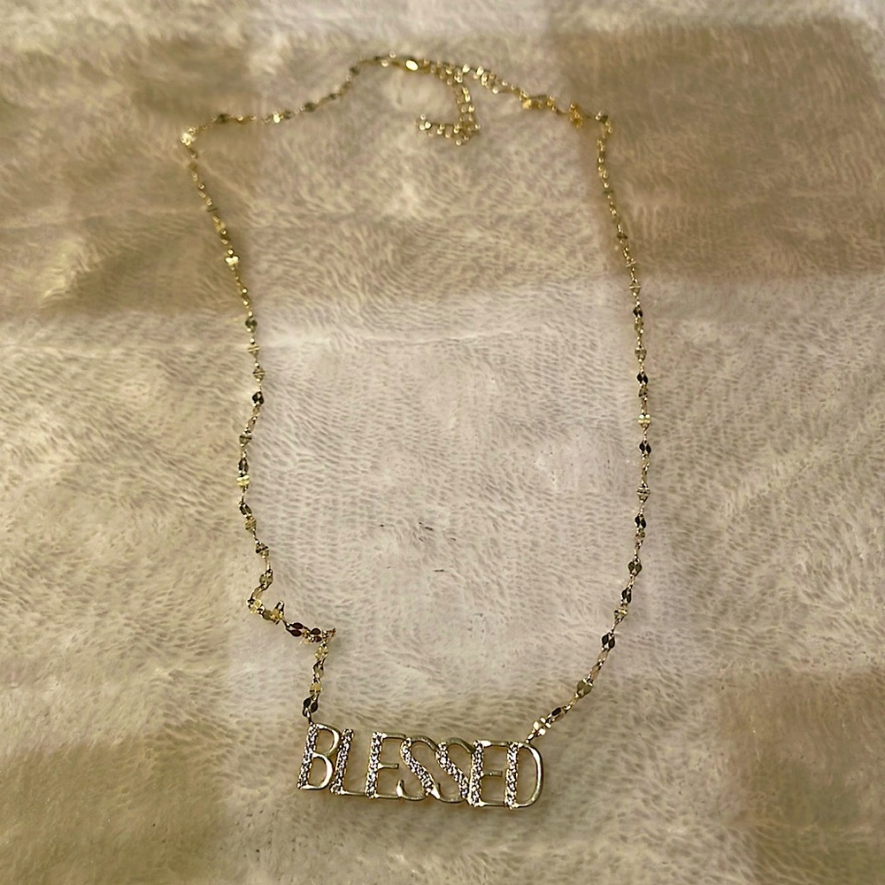 925 gold plated sterling silver necklace “blessed”